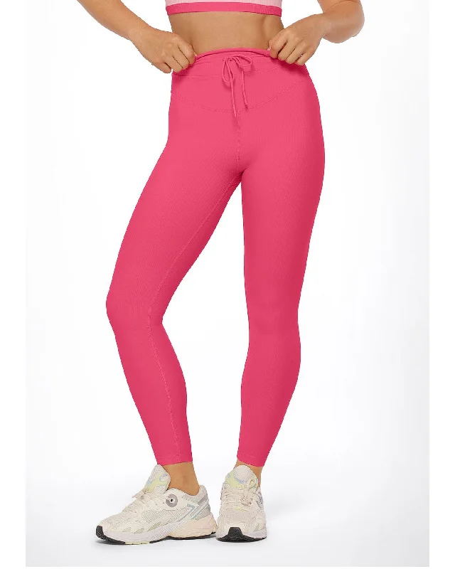 Lorna Jane Flaunt It Rib Ankle Biter Leggings - Babin Pink Cozy Fashion Leggings
