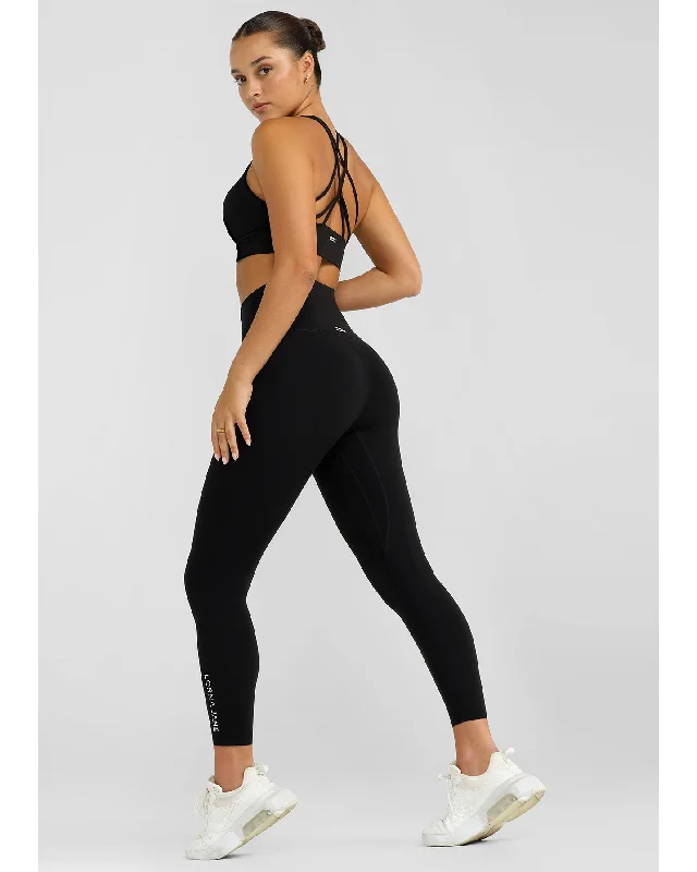 Lorna Jane Lotus No Chafe Full Length Leggings -Black Trendy Cold Weather Tights