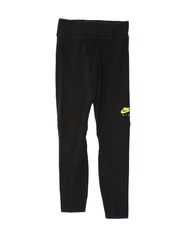 NIKE Womens Leggings UK 6 XS Black Cotton Comfortable Fleece-Lined Leggings