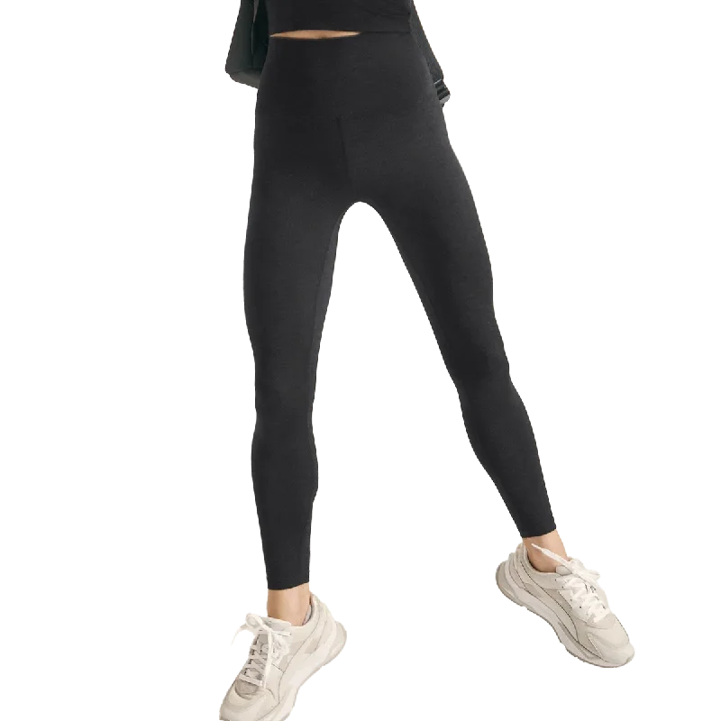 Women's Heather Rib High Waisted Midi Legging Elegant Sheer Leggings