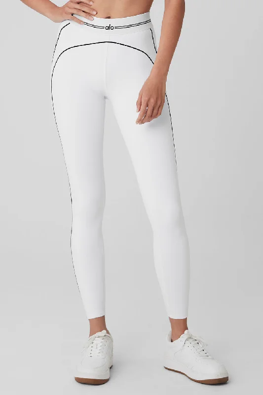 Airbrush High-Waist Heart Throb Legging - White/Black Trendy Mesh Leggings