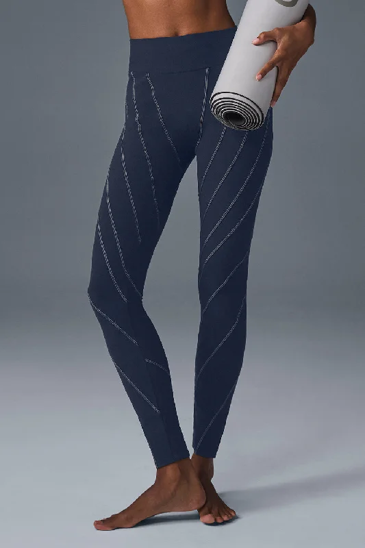 Alosoft High-Waist Sunray Legging - Navy/Ivory Fashionable Leather-Look Leggings