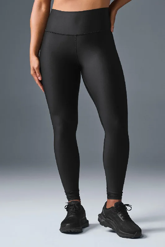 High-Waist Airlift Legging - Black Stylish Faux Leather Leggings