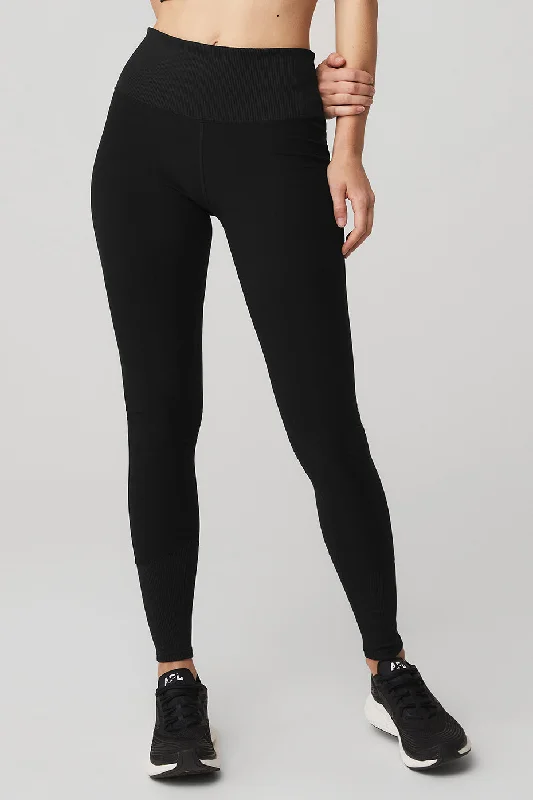 High-Waist Alosoft Lounge Legging - Black Cozy Warmth Leggings