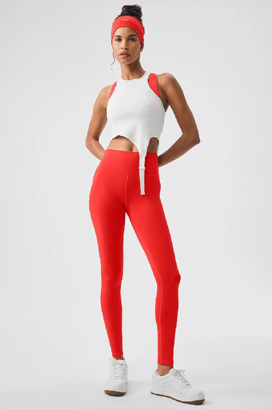 7/8 High-Waist Airlift Legging - Red Hot Summer Stylish Pockets Active Leggings