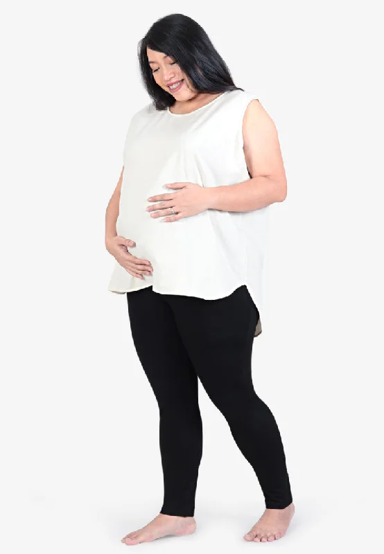Aiti Maternity Outstandingly Soft Leggings - Black Elegant Satin Finish Leggings