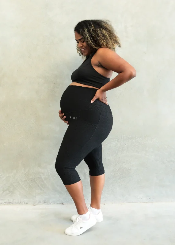 RIBBED MATERNITY 3/4 LEGGING ONYX Elegant Embellished Leggings