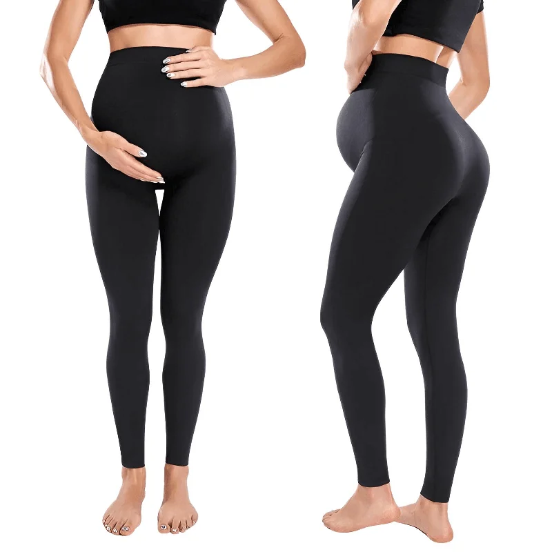Women's High Waist Maternity Leggings With Belly Support Comfortable Bootcut Workout Leggings