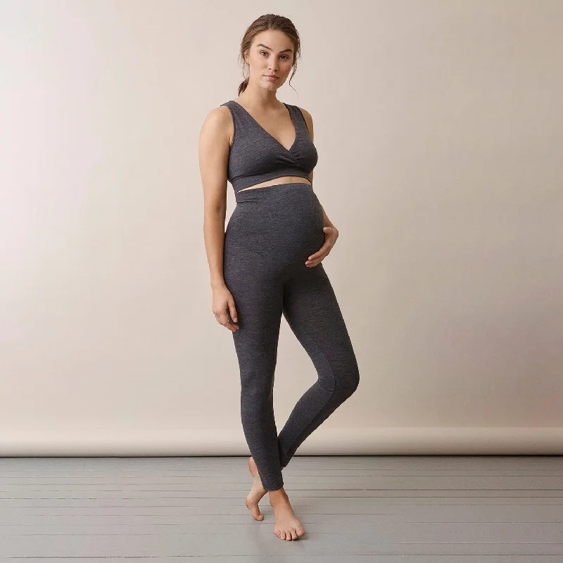 Merino Wool Maternity Once-On-Never-Off Leggings - Dark Grey Melange Cozy Bootcut Leggings