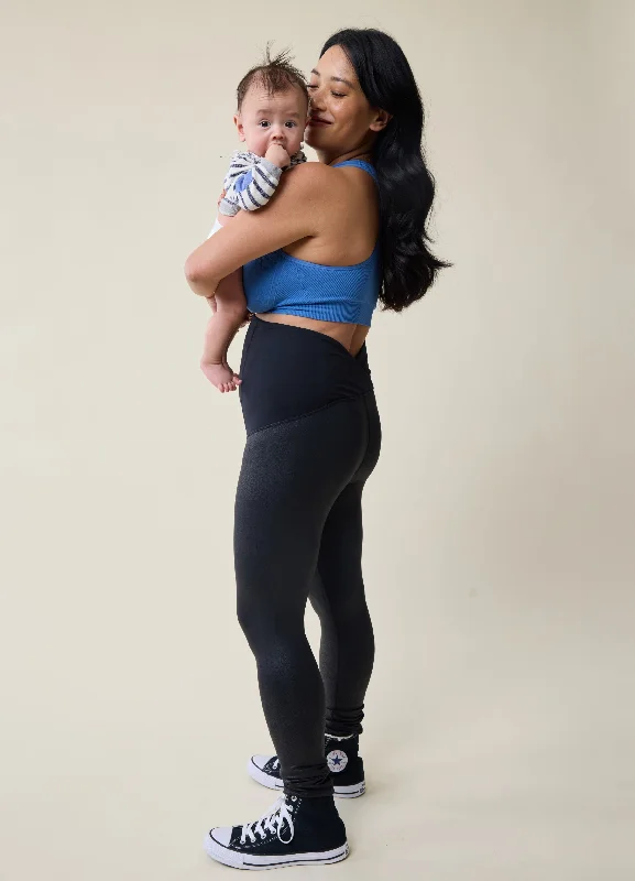 The Not-Leather Black Maternity Leggings Trendy Sweat-Wicking Workout Leggings