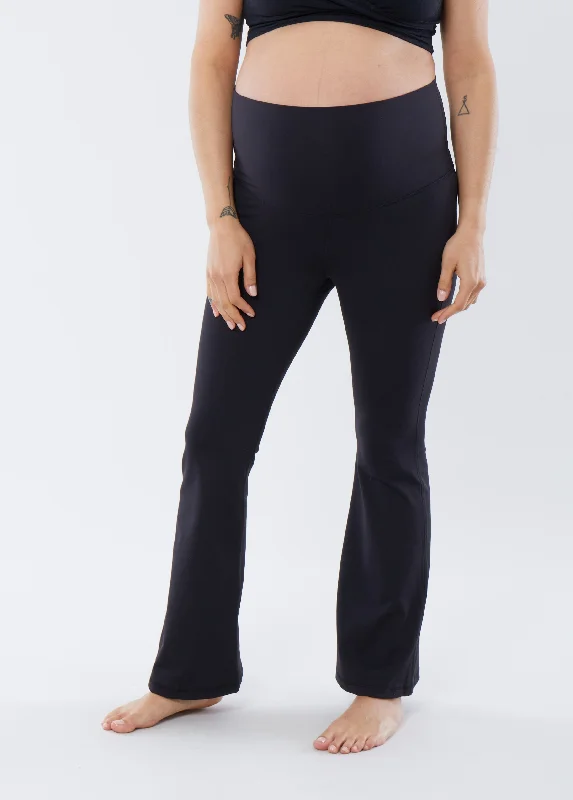 The Ultimate Flare Maternity + Postpartum Black Legging Fashionable Embroidered Detail Leggings