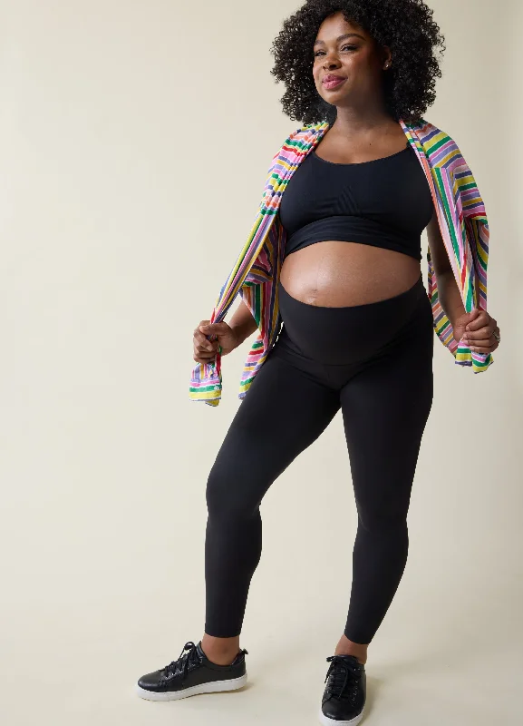 The All-Stage Forever Black Maternity + Postpartum Legging Trendy Faux Suede Leggings