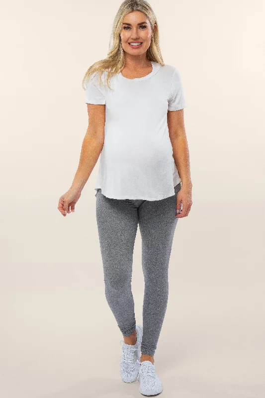 Heather Grey Basic Maternity Leggings Trendy Minimalist Leggings