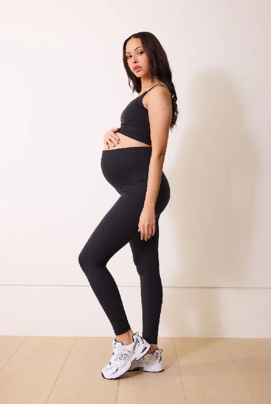 Maternity 24/7 Revitalise Leggings - Midnight Black Fashionable Leather-Look Leggings
