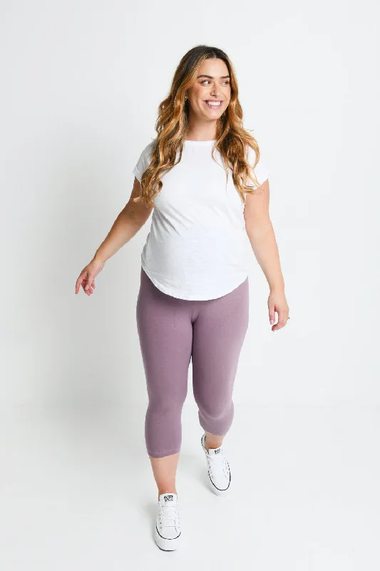 Maternity Everyday Cropped Leggings - Elderberry Purple Comfortable Sports Performance Tights