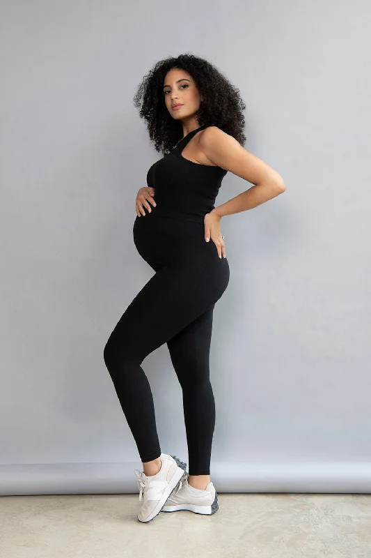 Maternity Everyday Leggings - Black Elegant Animal Print Leggings