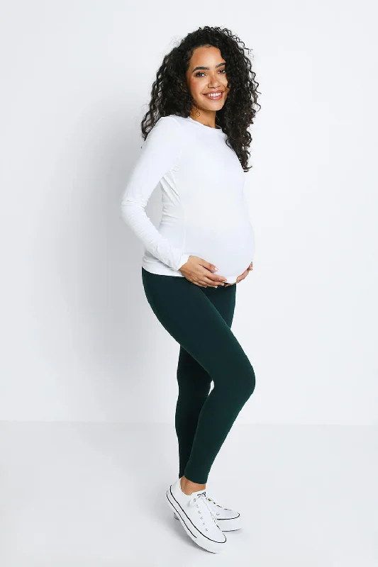 Maternity Everyday Leggings - Forest Green Fashionable Minimal Active Leggings