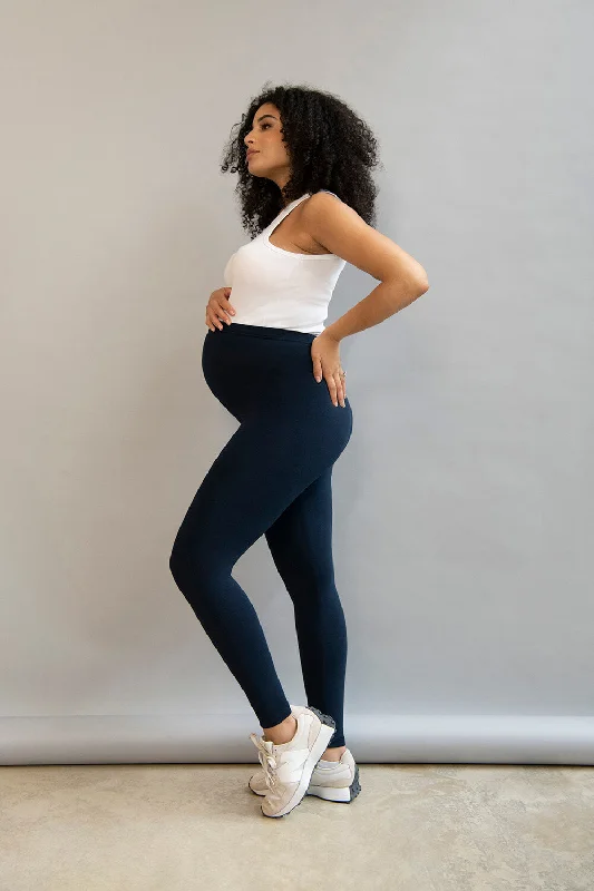 Maternity Everyday Leggings - Navy Blue Comfortable Wide-Band Leggings