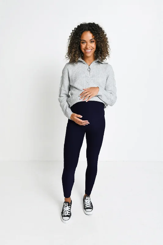 Maternity Winter Everyday Leggings - Vintage Navy Trendy Digital Print Leggings