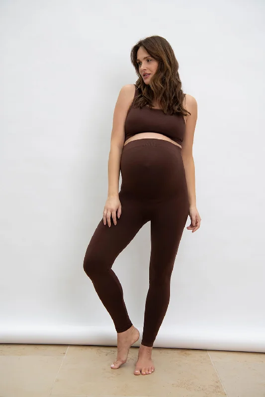 Ultimate Seamless Maternity Leggings - Chocolate Brown Trendy Cold Weather Tights