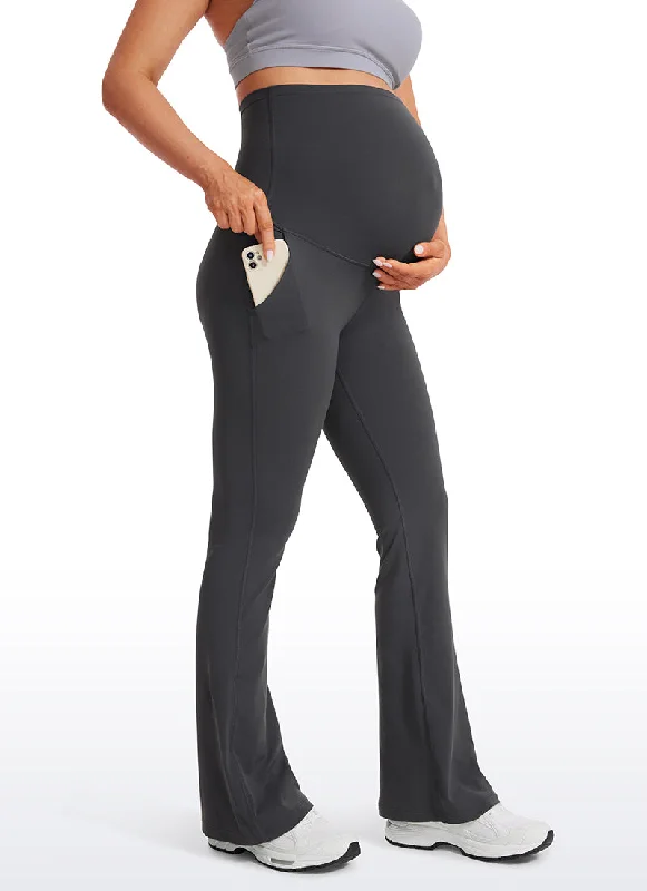 Butterluxe Maternity Flare Pockets Leggings 31" - Super High Waist Stylish Ankle-Length Leggings