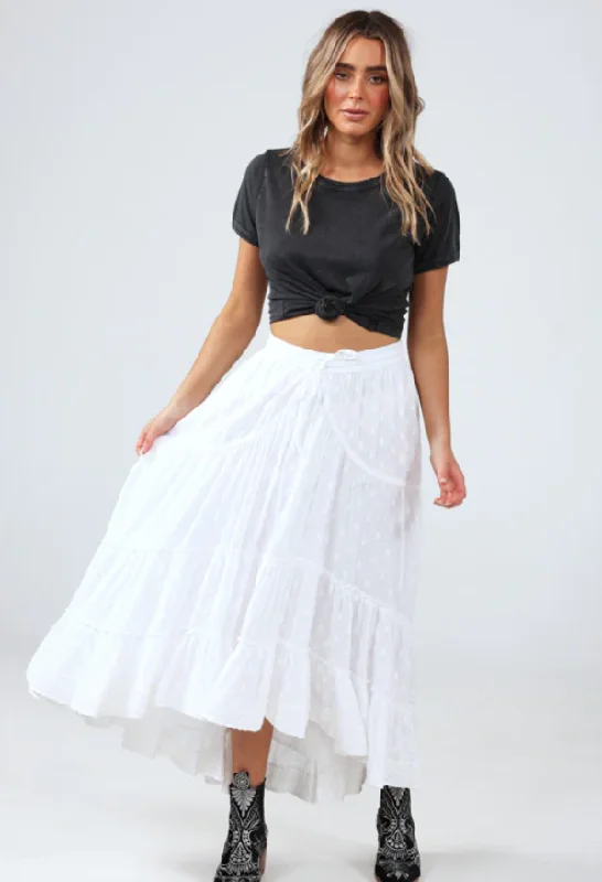 Magic Carpet White Tiered Hi Lo Skirt