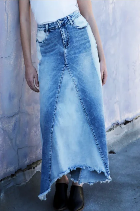 Selma Pieced Denim Maxi Skirt