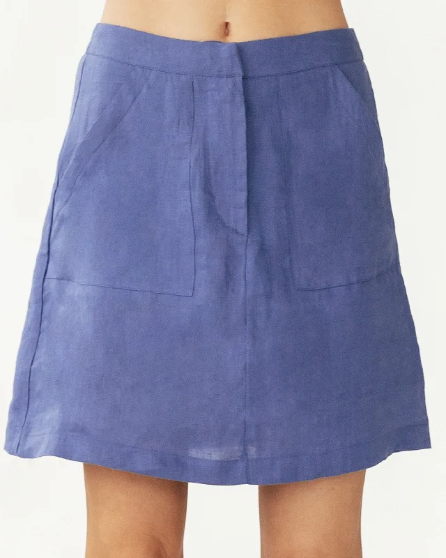 Aria Linen Skirt Blue