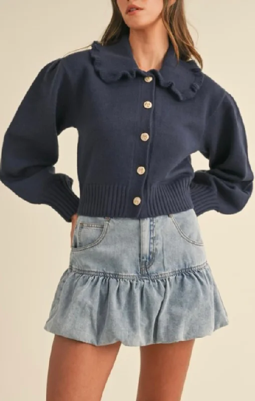 Bubble Hem Denim Skirt