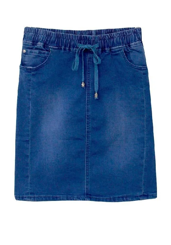 Country Denim Jogger Skirt Mid Blue