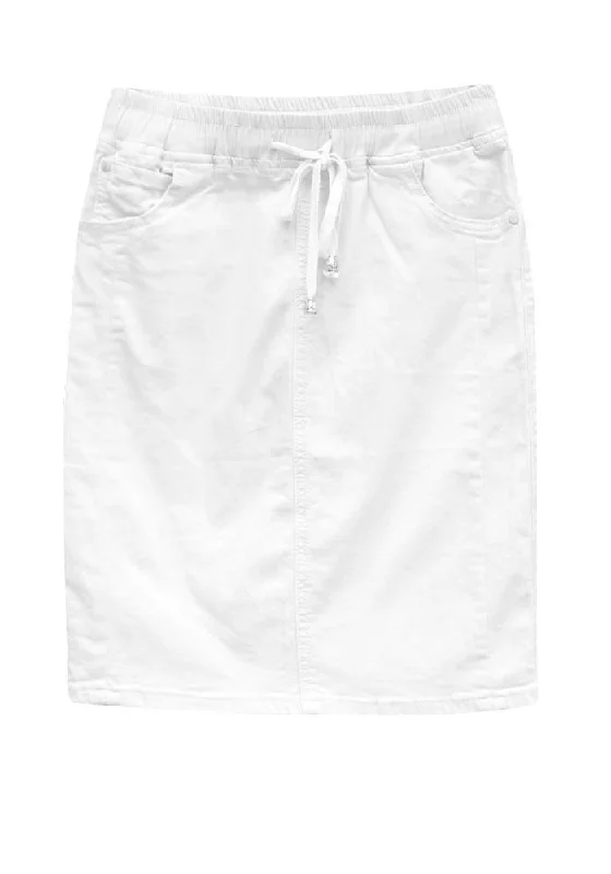 Country Denim Jogger Skirt White