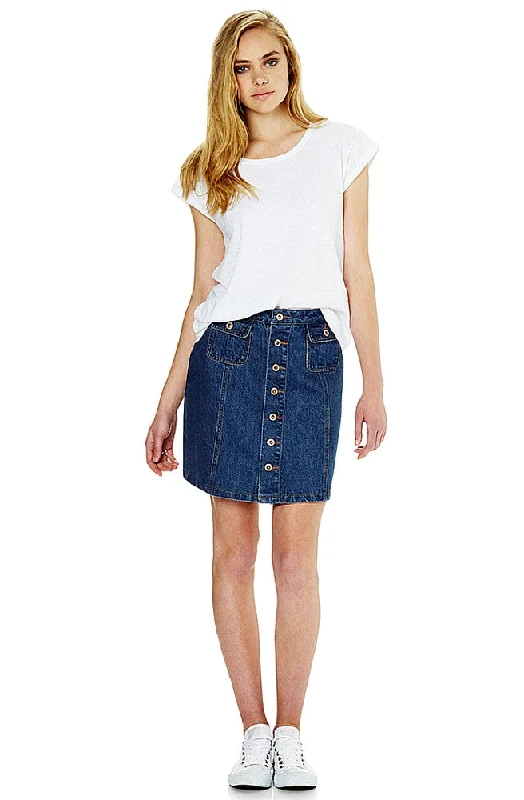 Ellie - Mid Indigo Denim Skirt