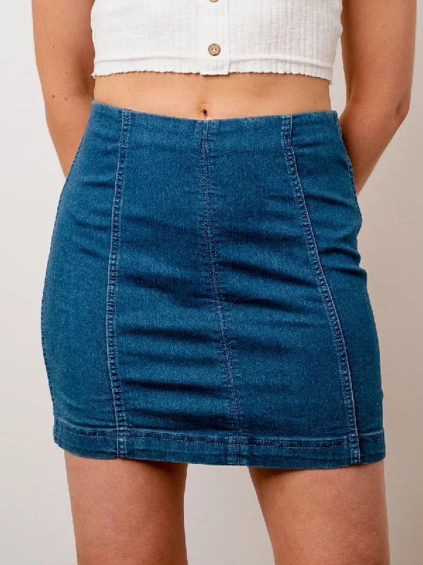 Free People Nautilus Blue Denim Femme Skirt