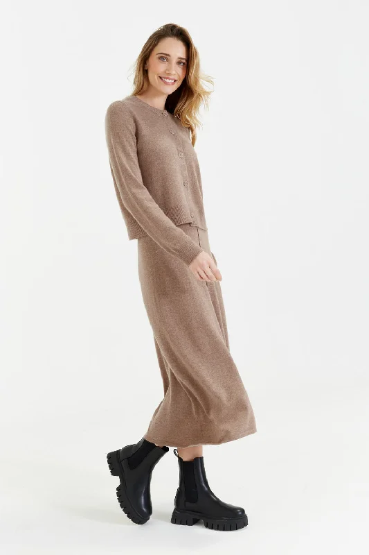 Hazel Wool-Cashmere Midi Skirt