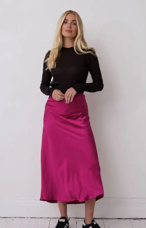 Jewel Pink Satin Skirt