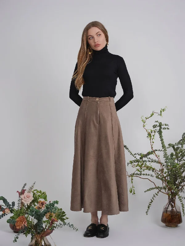 MAXI SUEDE PANEL SKIRT