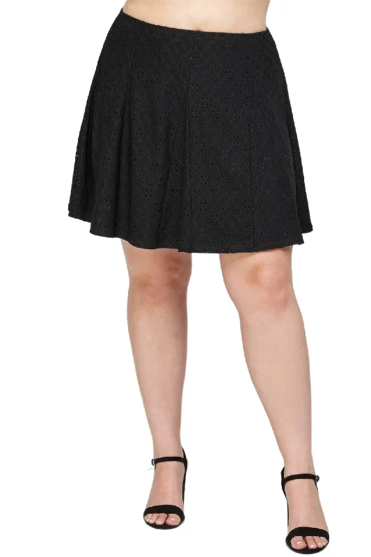 Plus Size, Knit Eyelet A-line Skirt