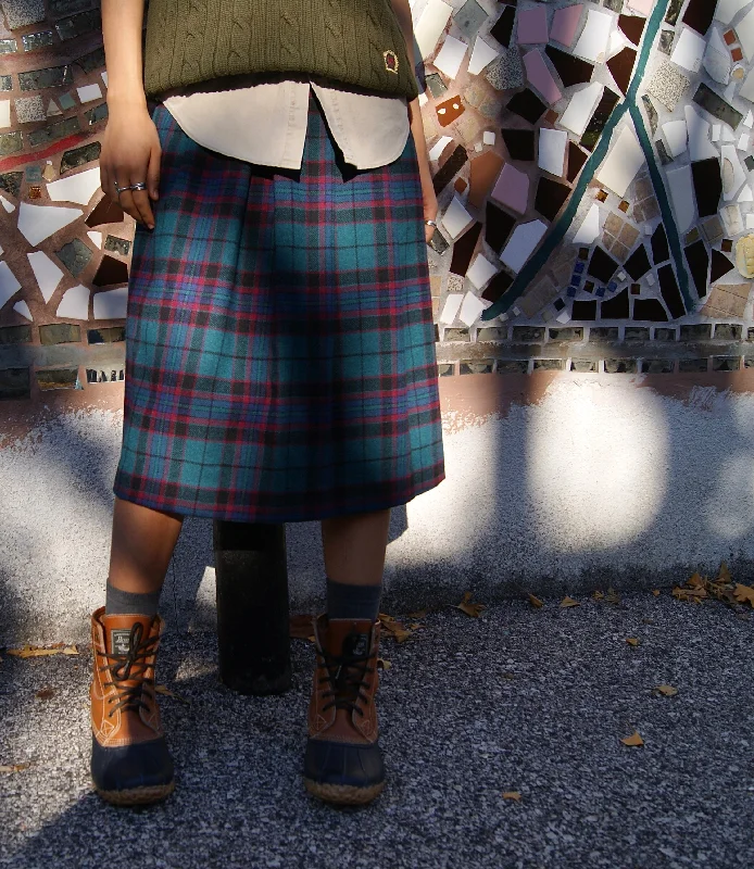 Woolrich Pleated Tartan Wool Skirt [vintage, small/medium]