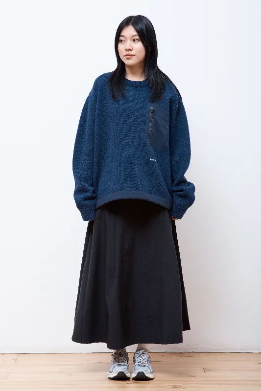 Shetland Wool Sweater Blue Mesh Sweater Canvas Denim