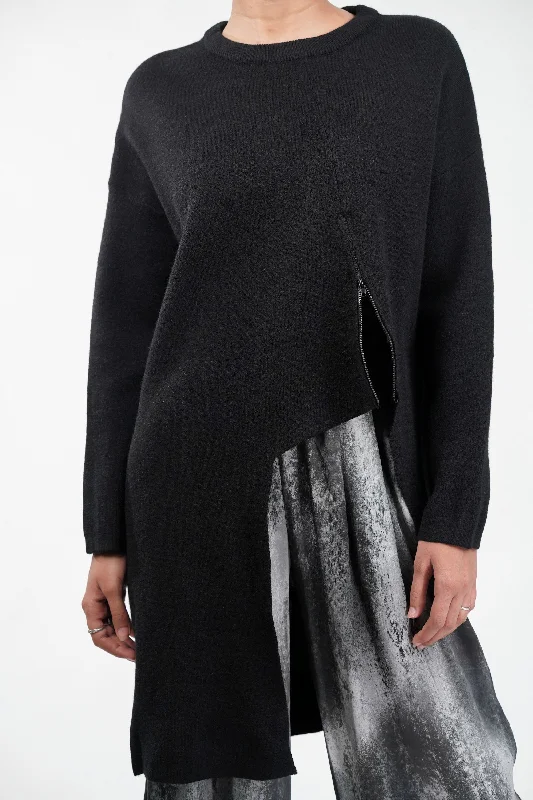 Black Framed Box knit Sweater Mesh Blend Leather Blend Suede Blend