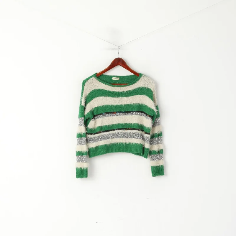Charbell Paris Women S Furry Jumper Green Vintage Fluffy Cropped Sweater Front Pockets Side Pockets Patch Pockets Charbell Paris Women S Furry Jumper Green Vintage Fluffy Cropped Sweater Front Pockets Side Pockets Patch Pockets