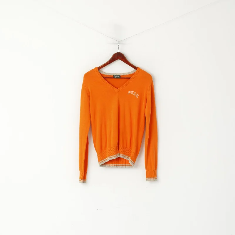 Peak Performance Women M Jumper Orange Cotton V Neck Slim Fit Sweater Cotton Fabric Linen Fabric Terry Fabric Peak Performance Women M Jumper Orange Cotton V Neck Slim Fit Sweater Cotton Fabric Linen Fabric Terry Fabric