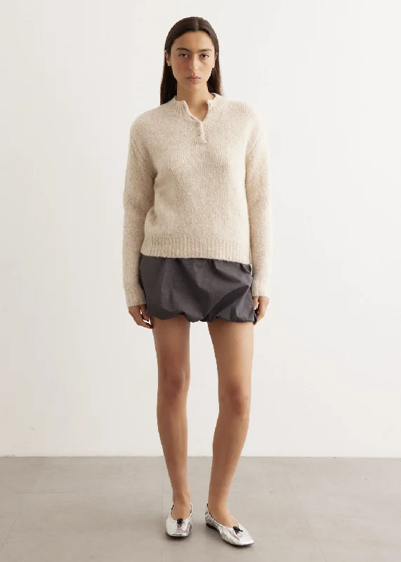 Crush Sweater Boat Neck Shawl Collar Notched Collar