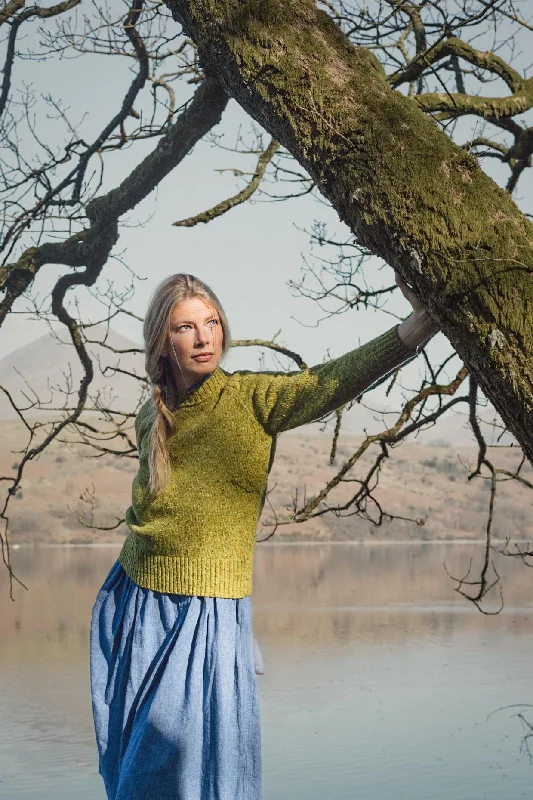 Donegal Merino Wool Sweater in Lime Sequined Glittery Shiny