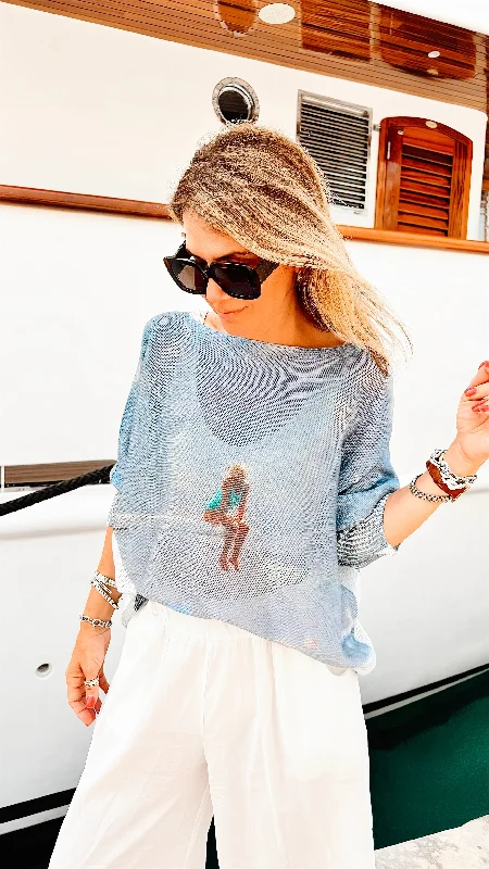 It Girl Italian St Tropez Sweater Notch Collar Peter Pan Collar Cowl Neck