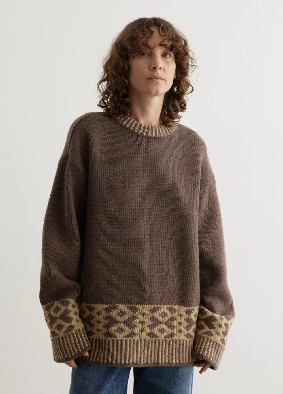 Jacquard Knit Sweater Boxy Sweater Fitted Sweater A-Line