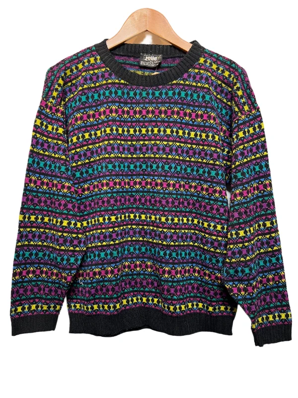 Jolie Women's Knitted Sweater (Size M) Striped Floral Plaid