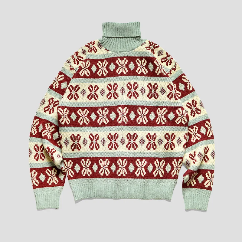 5G ECO KNIT KONA BEAN STRIPE HIGH NECK SWEATERS Hooded Caped Shawl Collar