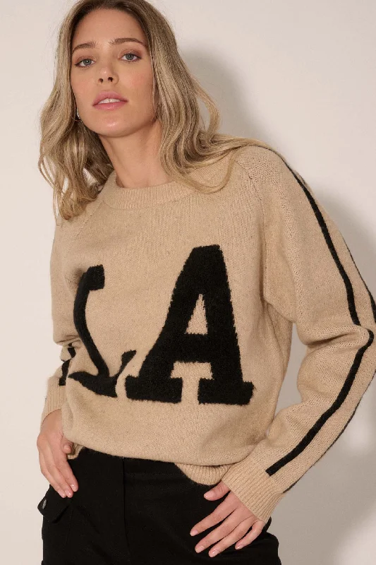 LA Girly Graphic Knit Sweater Zippered Front Buttoned Front Snap Front