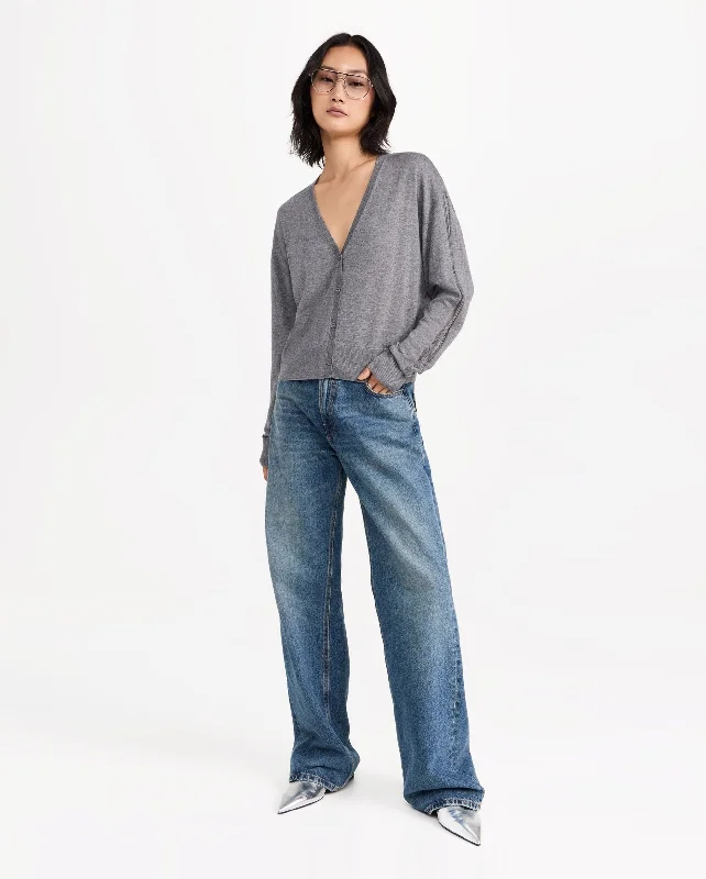LALIE SWEATER / DARK GREY Print Jacquard Patchwork